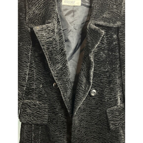 Fred Rothschild Black Faux Fur Vintage Winter Coat Medium - Picture 7 of 8